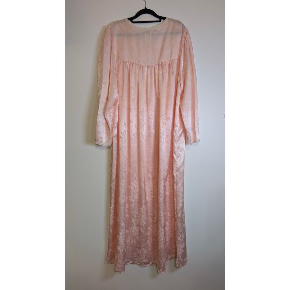 Vintage Eve Stillman Nightgown L Pink Floral Lace Trim Long Sleeve Maxi Gown - Picture 3 of 10